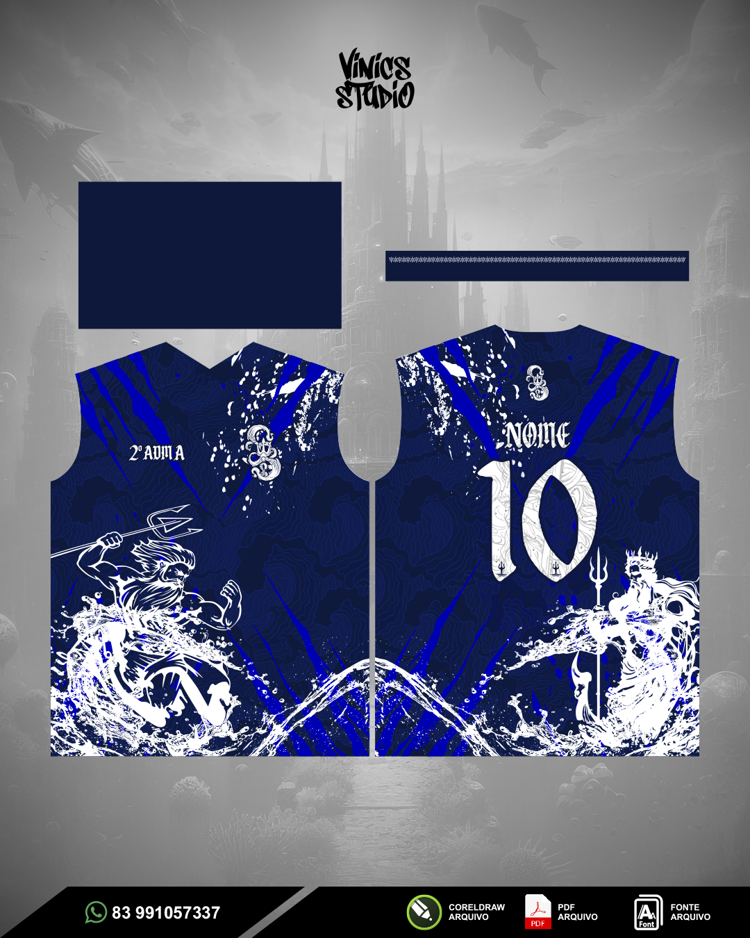 Arte Interclasse Posseidon Azul Marinho