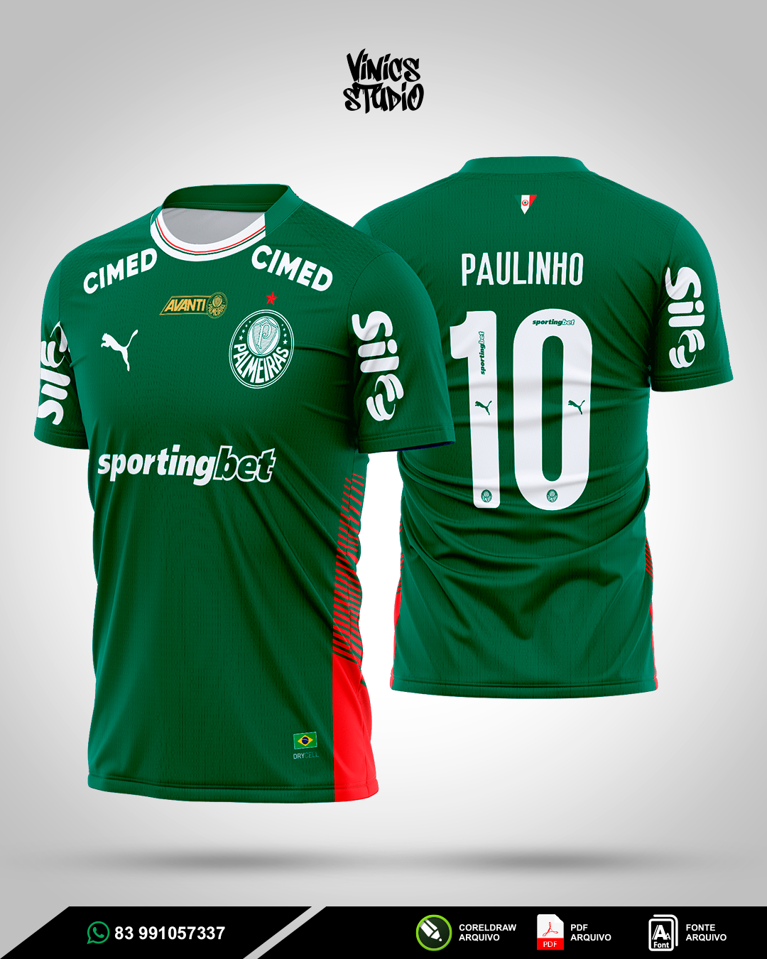 Arte Sublimação Camisa Palmeiras Titular 2026-2027 – Arquivo Editável CorelDraw