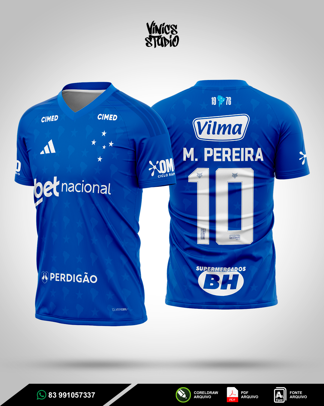 Arte Sublimação Cruzeiro Titular 2026-2027 | Camisa de Time Editável