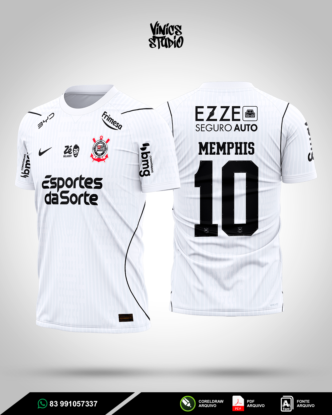 Arte Sublimação Camisa Corinthians Titular 2026-2027 | Editável CorelDraw