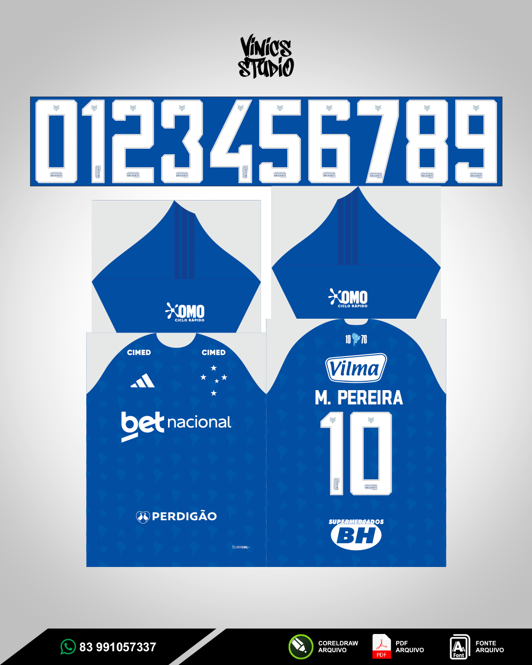 Arte Sublimação Cruzeiro Titular 2026-2027 | Camisa de Time Editável