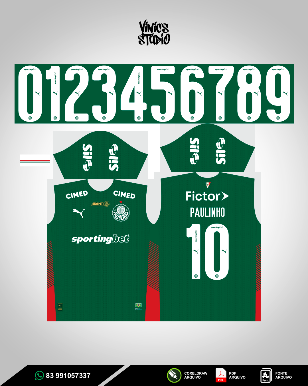 Arte Sublimação Camisa Palmeiras Titular 2026-2027 – Arquivo Editável CorelDraw