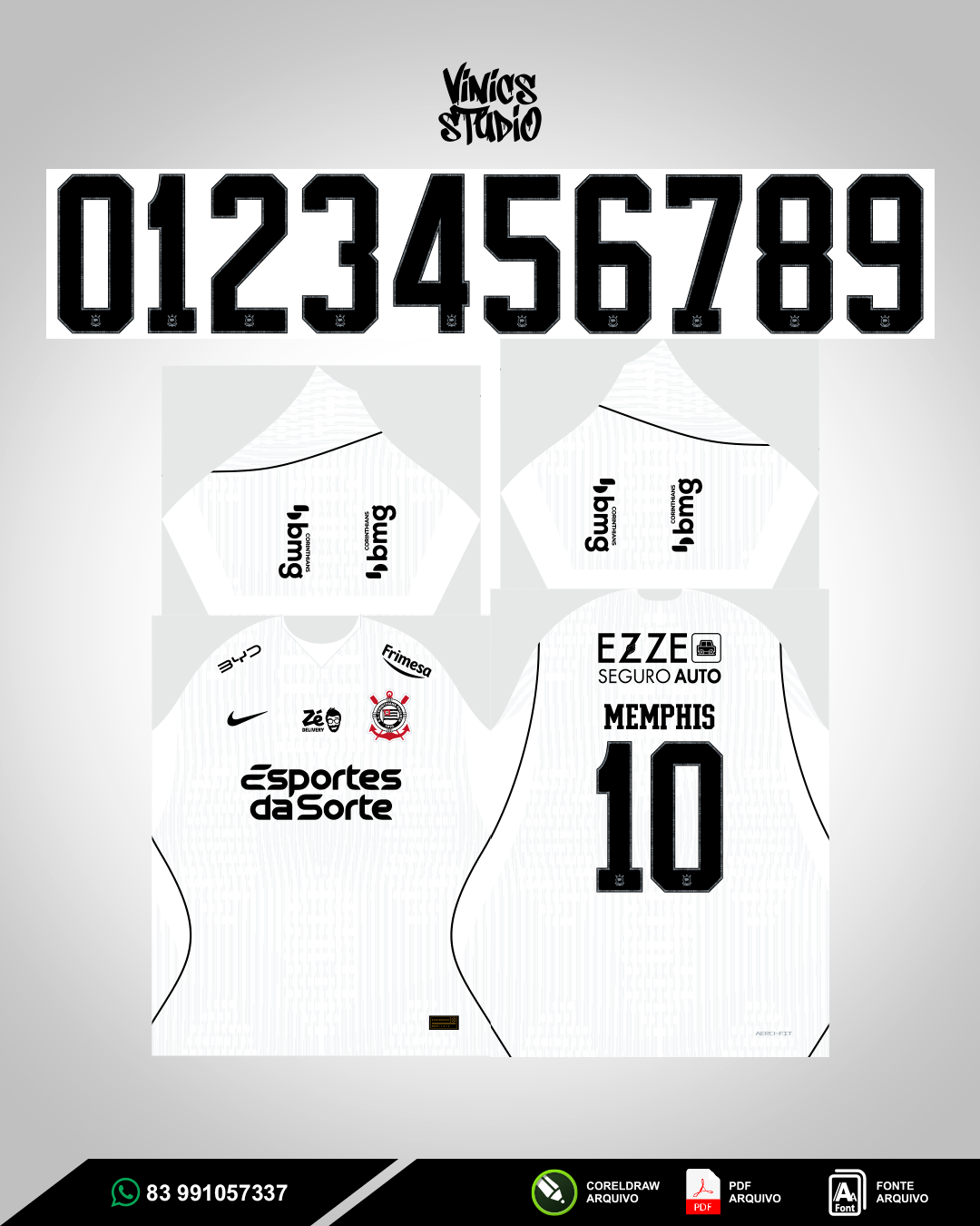 Arte Sublimação Camisa Corinthians Titular 2026-2027 | Editável CorelDraw