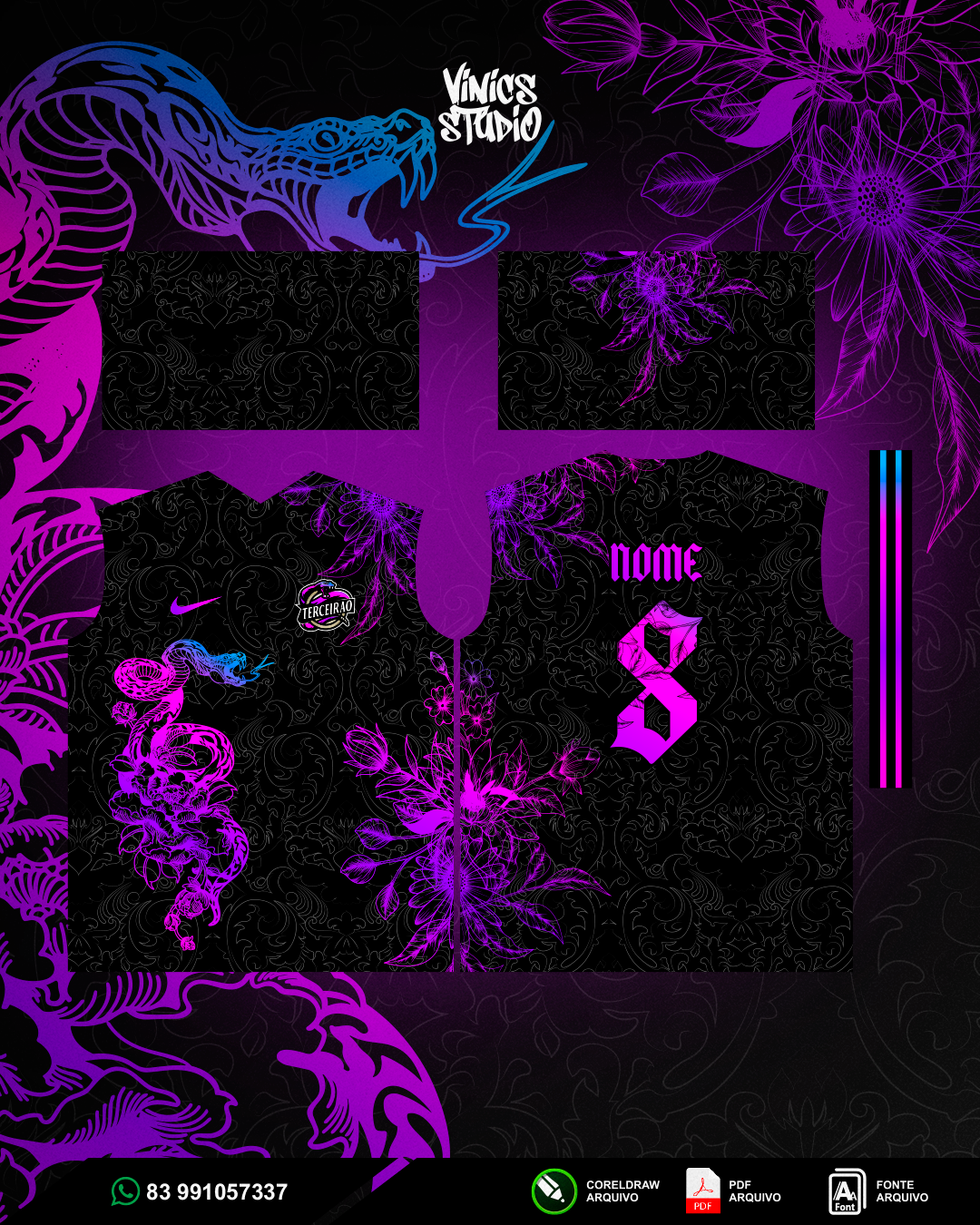 Arte Cobra Floral Degradê Interclasse